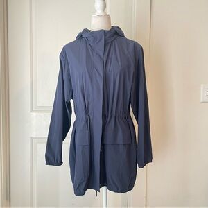 New Anatomie super lightweight hidden hood full zip Navy Jacket Sz M travel